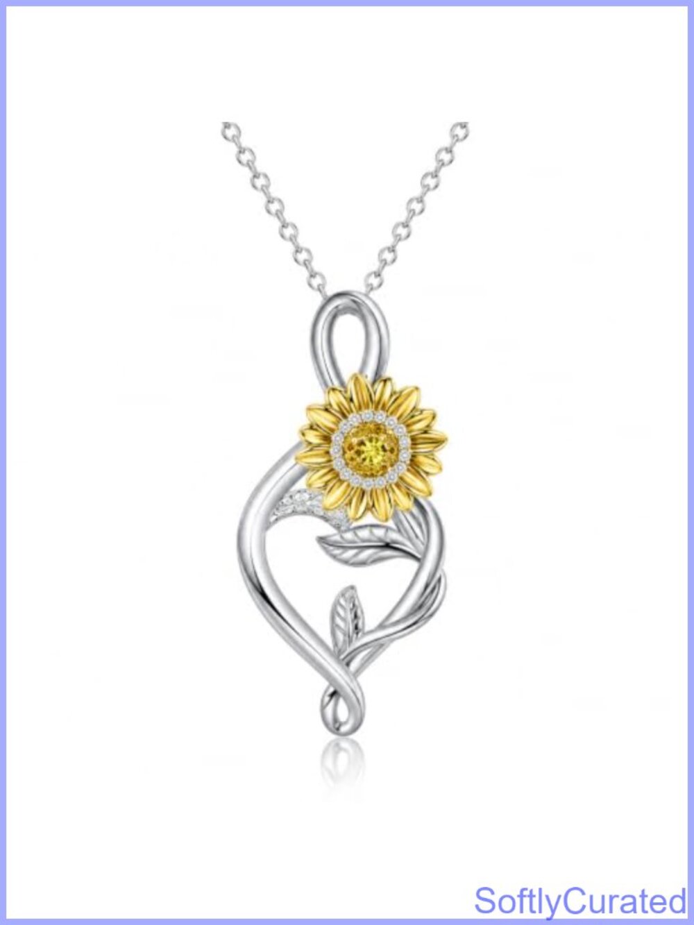 Sunflower Infinity Necklace S925 Sterling Silver Pendant for Women